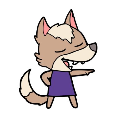 vektör çizim karikatür kurt gülen