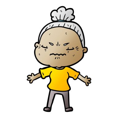 karikatür rahatsız yaşlı kadın