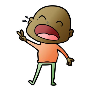 karikatür bağırarak kel adam