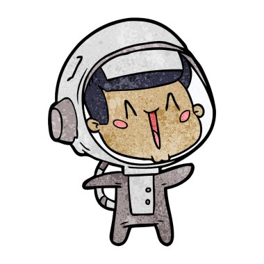 mutlu karikatür astronot vektör çizim