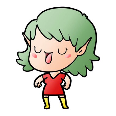 vektör çizim karikatür elf kızı