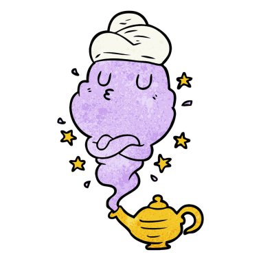 sevimli çizgi cin lamba dışında yükselen