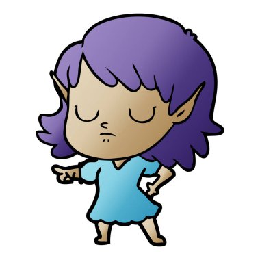 vektör çizim karikatür elf kızı