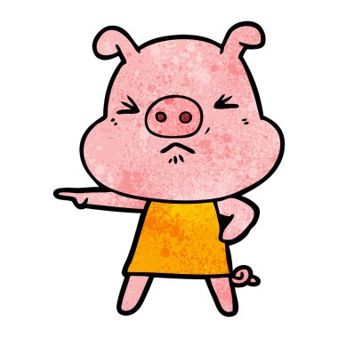 vektör çizim karikatür kızgın domuz