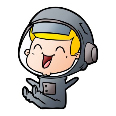 mutlu karikatür astronot vektör çizim