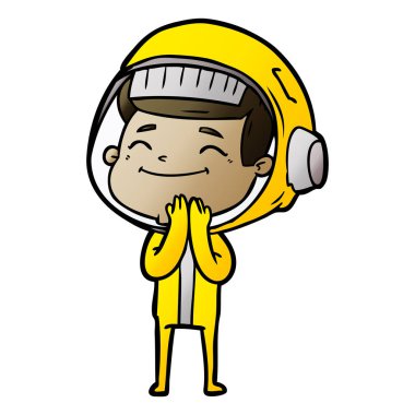 mutlu karikatür astronot vektör çizim