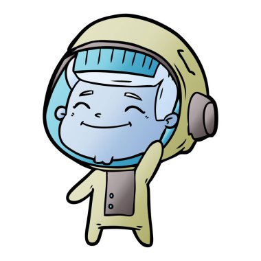 mutlu karikatür astronot vektör çizim