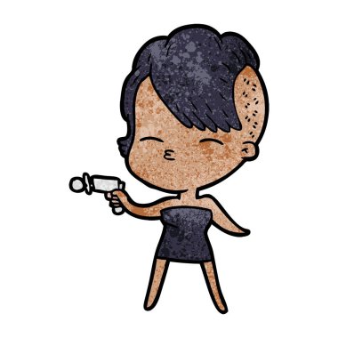 çizgi film kız gözlerini kısarak vektör çizim