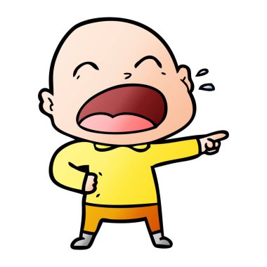 karikatür bağırarak kel adam