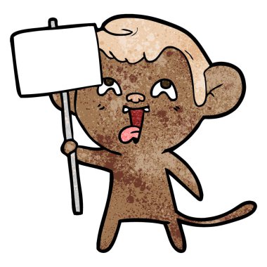 deli karikatür maymun işareti ile