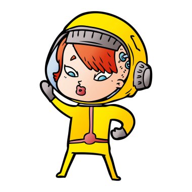 vektör çizim karikatür astronot kadın