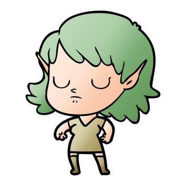 vektör çizim karikatür elf kızı