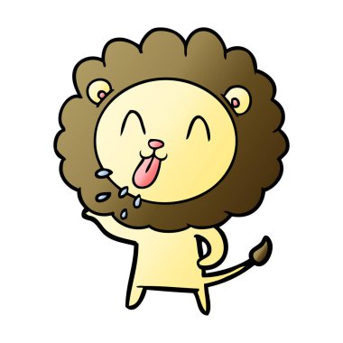 mutlu karikatür aslan vektör çizim