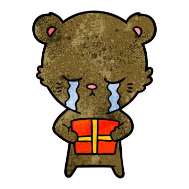 ağlayan karikatür ayı ile hediye