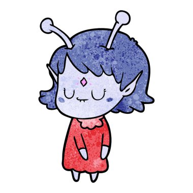 vektör çizim karikatür uzaylı kız