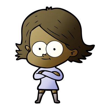 mutlu çizgi film kız vektör çizim