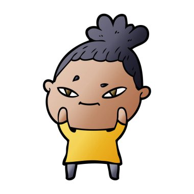 Çizgi filmdeki kadının vektör çizimi