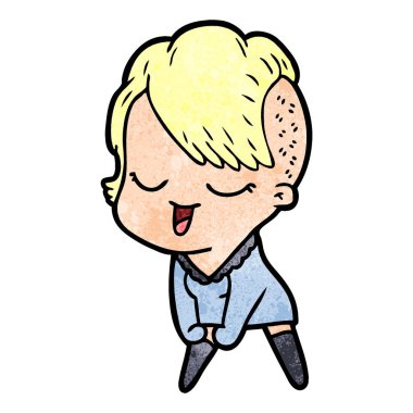 mutlu çizgi film kız vektör çizim