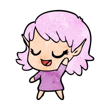 mutlu karikatür elf kızı