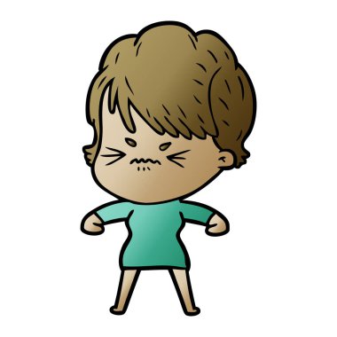 Çizgi filmdeki kadının vektör çizimi