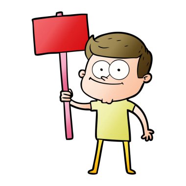 çizgi film afişini ile mutlu bir adam