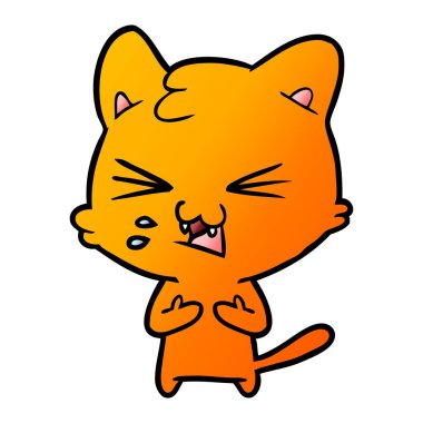 vektör çizim karikatür kedi tıslama