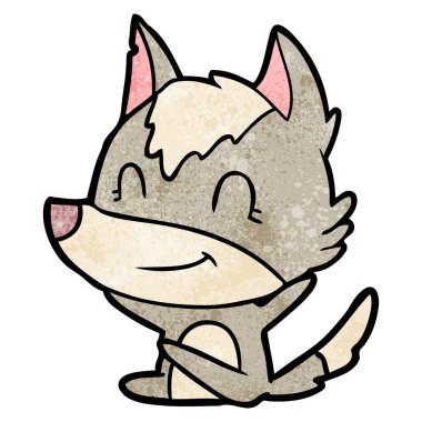 vektör çizim dostu karikatür kurt