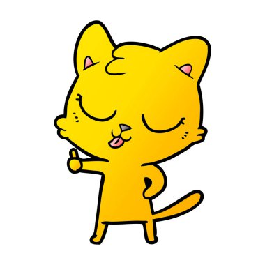 vektör çizim karikatür mutlu kedi