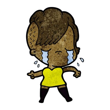 Ağlayan kızın vektör çizimi