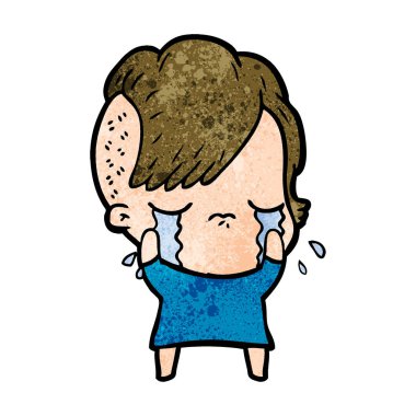 Ağlayan kızın vektör çizimi