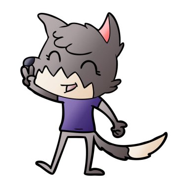 mutlu karikatür fox vektör çizim