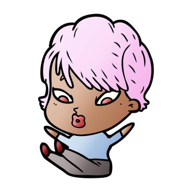 Çizgi filmdeki kadının vektör çizimi