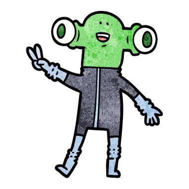 barış işareti vererek dostça çizgi film yabancı