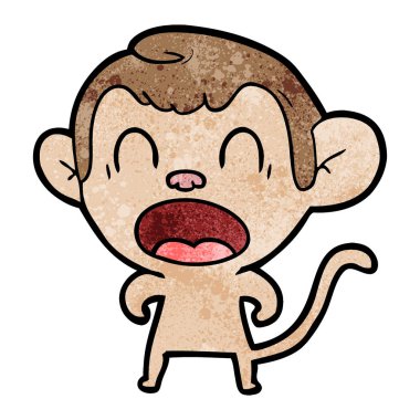 bağırarak karikatür maymun vektör çizim