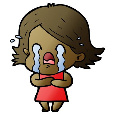 vektör çizim karikatür kadının ağladığını