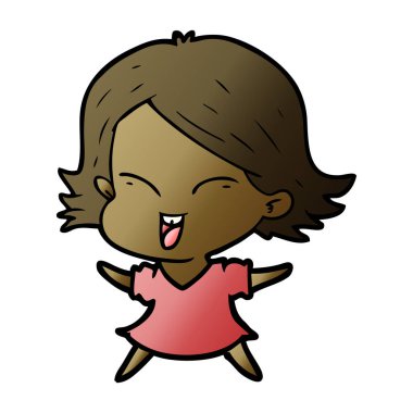 mutlu çizgi film kız vektör çizim