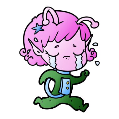 ağlayan uzaylı kız çizgi film