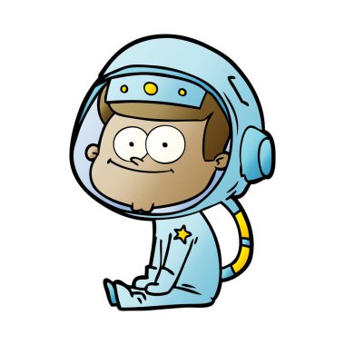 mutlu astronot karikatür vektör çizim