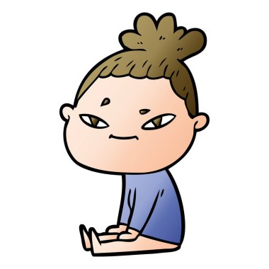 Çizgi filmdeki kadının vektör çizimi