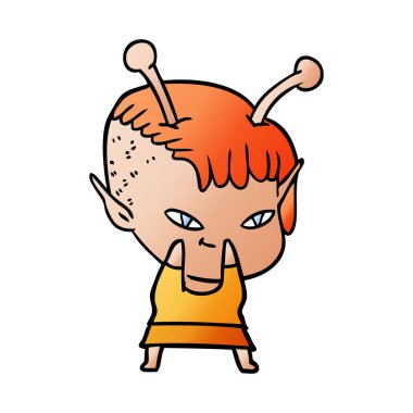 sevimli çizgi uzaylı kız