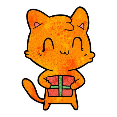 vektör çizim karikatür mutlu kedi