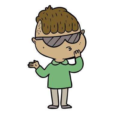 çizgi film çocuk güneş gözlüğü takıyor