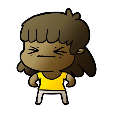 vektör çizim karikatür kızgın kız