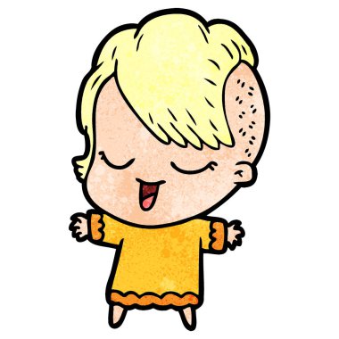 mutlu çizgi film kız vektör çizim