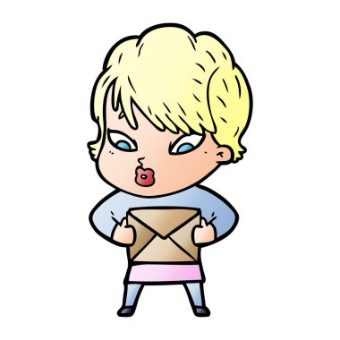 Çizgi filmdeki kadının vektör çizimi