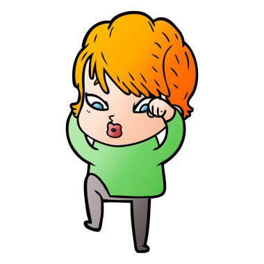 Çizgi filmdeki kadının vektör çizimi