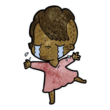 Ağlayan kızın vektör çizimi