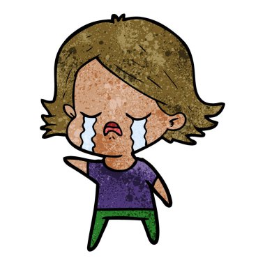 vektör çizim karikatür kız ağlıyor