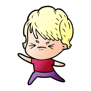 Çizgi filmdeki kadının vektör çizimi