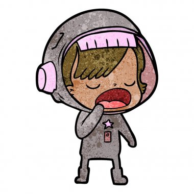 çizgi film astronot kadın esneme